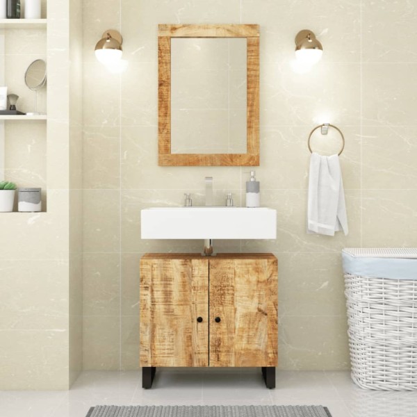 Conjunto de muebles de baño 2 piezas madera maciza de mango Conjunto de muebles de baño 2 piezas madera maciza de mango