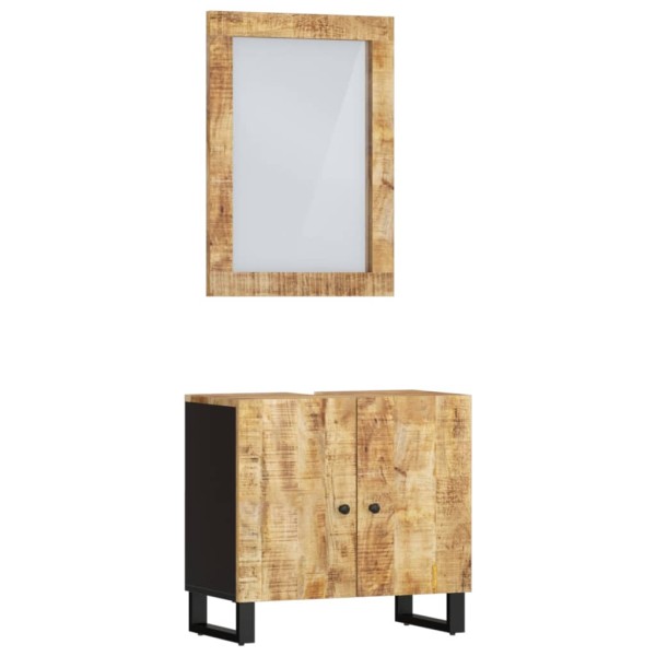 Conjunto de muebles de baño 2 piezas madera maciza de mango Conjunto de muebles de baño 2 piezas madera maciza de mango