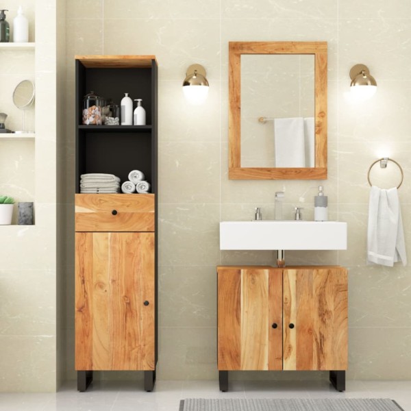 Conjunto de muebles de baño 3 piezas madera maciza de acacia Conjunto de muebles de baño 3 piezas madera maciza de acacia