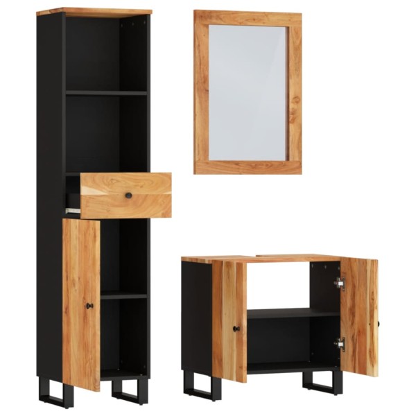 Conjunto de muebles de baño 3 piezas madera maciza de acacia Conjunto de muebles de baño 3 piezas madera maciza de acacia