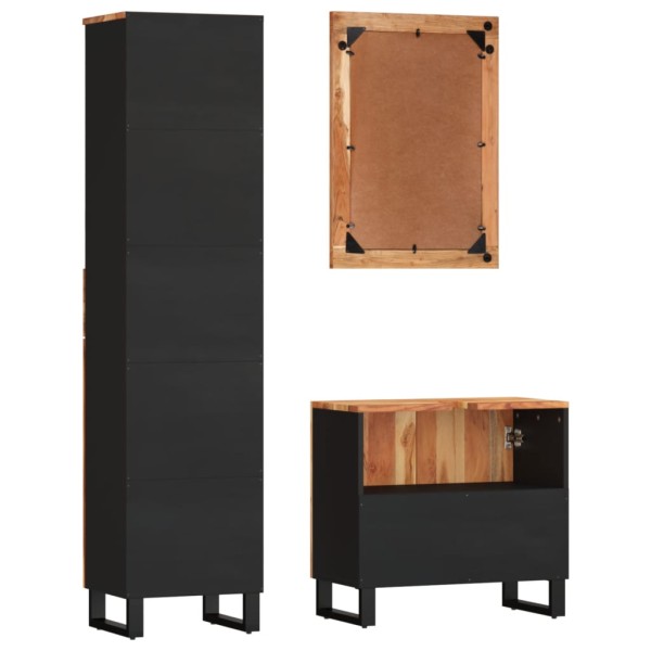 Conjunto de muebles de baño 3 piezas madera maciza de acacia Conjunto de muebles de baño 3 piezas madera maciza de acacia