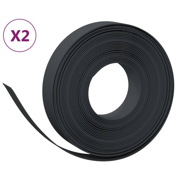 Borduras de jardín 2 uds polietileno negro 10 m 10 cm Borduras de jardín 2 uds polietileno negro 10 m 10 cm