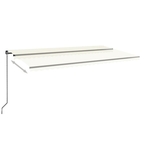 Toldo retráctil manual con luz LED color crema 600x350 cm Toldo retráctil manual con luz LED color crema 600x350 cm