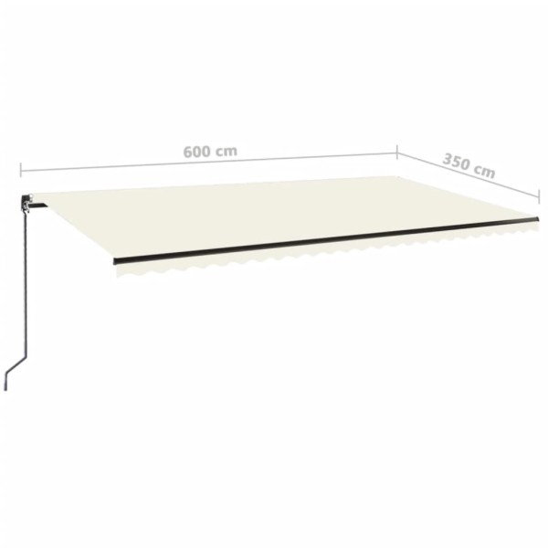 Toldo retráctil manual con luz LED color crema 600x350 cm Toldo retráctil manual con luz LED color crema 600x350 cm