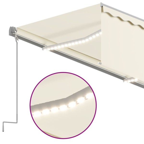 Toldo retráctil manual con persiana y LED crema 5x3 m Toldo retráctil manual con persiana y LED crema 5x3 m