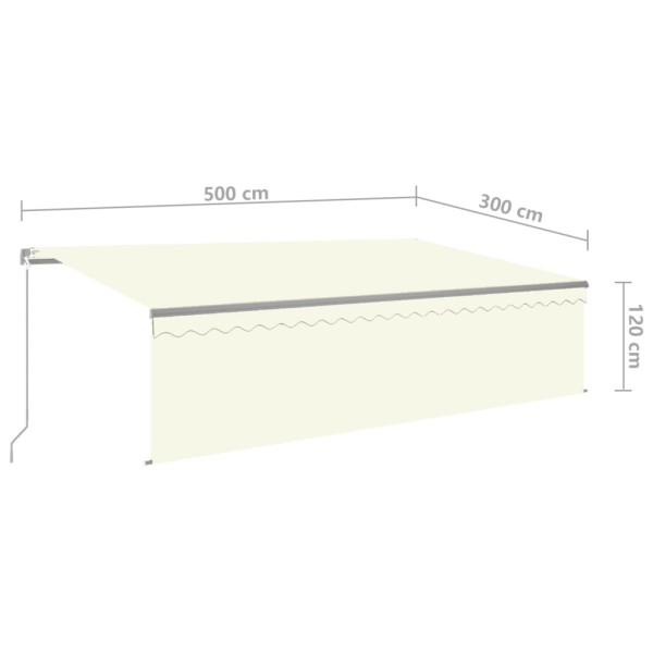 Toldo retráctil manual con persiana y LED crema 5x3 m Toldo retráctil manual con persiana y LED crema 5x3 m