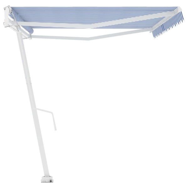 Toldo de pie automático azul y blanco 500x300 cm