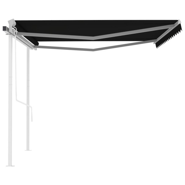 Toldo retráctil automático con postes gris antracita 4,5x3,5 m