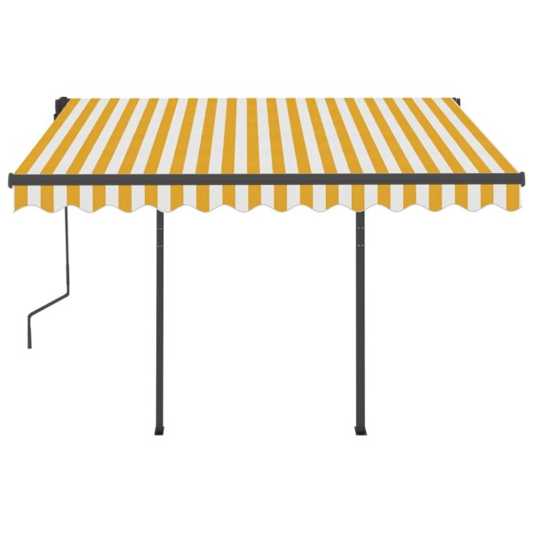 Toldo automático LED sensor de viento amarillo y blanco 3x2,5 m Toldo automático LED sensor de viento amarillo y blanco 3x2,5 m