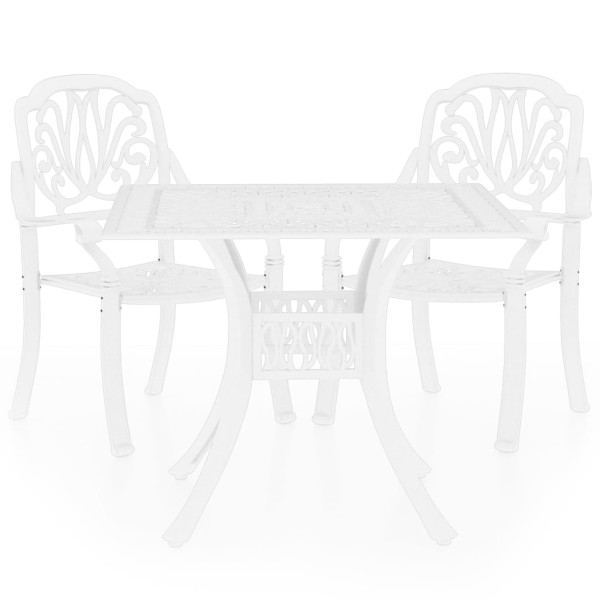Mesa y sillas de bistró 3 piezas aluminio fundido blanco Mesa y sillas de bistró 3 piezas aluminio fundido blanco