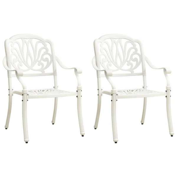 Mesa y sillas de bistró 3 piezas aluminio fundido blanco Mesa y sillas de bistró 3 piezas aluminio fundido blanco