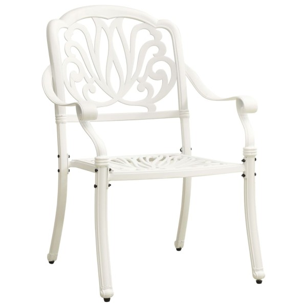 Mesa y sillas de bistró 3 piezas aluminio fundido blanco Mesa y sillas de bistró 3 piezas aluminio fundido blanco