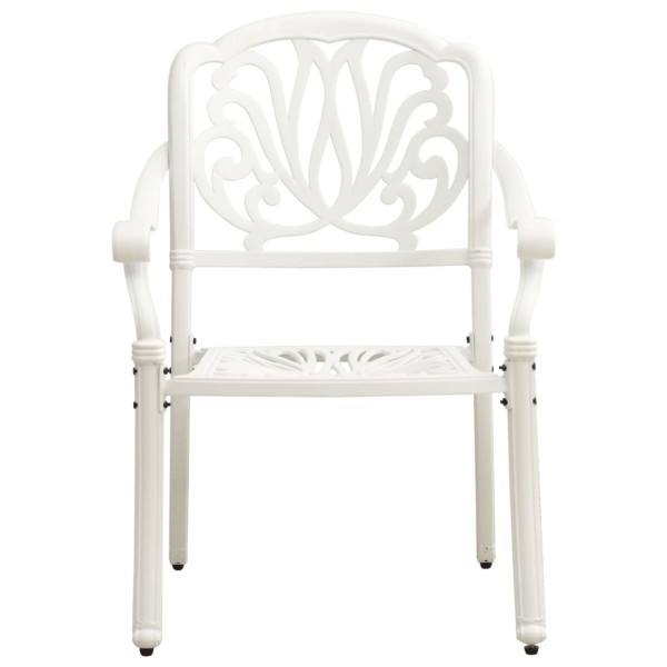 Mesa y sillas de bistró 3 piezas aluminio fundido blanco Mesa y sillas de bistró 3 piezas aluminio fundido blanco