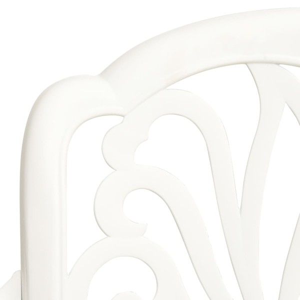 Mesa y sillas de bistró 3 piezas aluminio fundido blanco Mesa y sillas de bistró 3 piezas aluminio fundido blanco