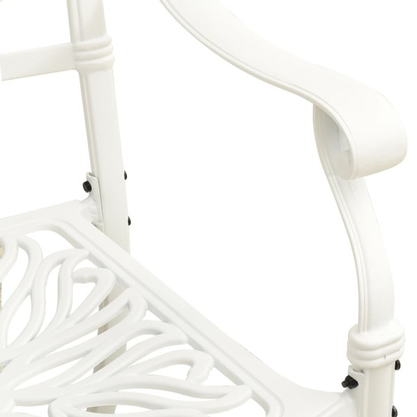 Mesa y sillas de bistró 3 piezas aluminio fundido blanco Mesa y sillas de bistró 3 piezas aluminio fundido blanco