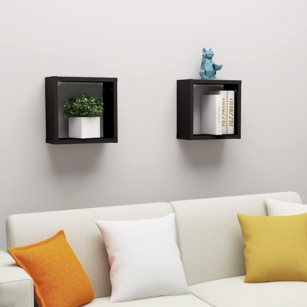 Estante cubo pared 2 uds negro 30x15x30 cm Estante cubo pared 2 uds negro 30x15x30 cm