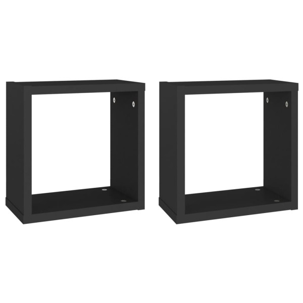 Estante cubo pared 2 uds negro 30x15x30 cm Estante cubo pared 2 uds negro 30x15x30 cm