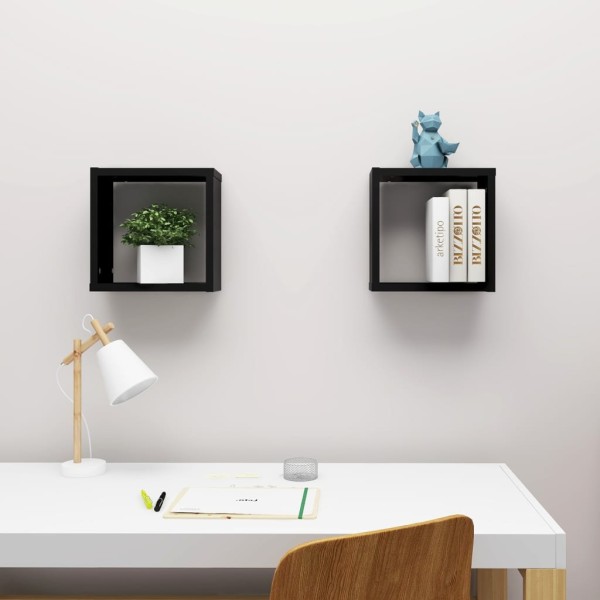 Estante cubo pared 2 uds negro 30x15x30 cm Estante cubo pared 2 uds negro 30x15x30 cm