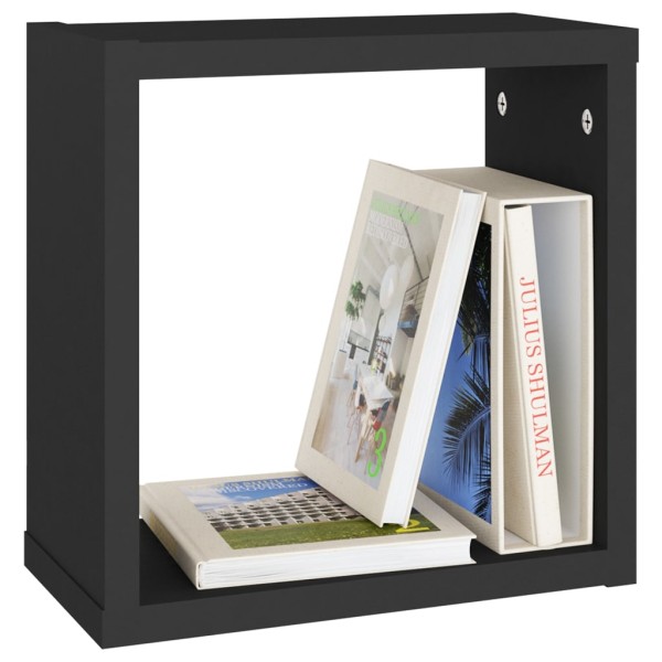 Estante cubo pared 2 uds negro 30x15x30 cm Estante cubo pared 2 uds negro 30x15x30 cm