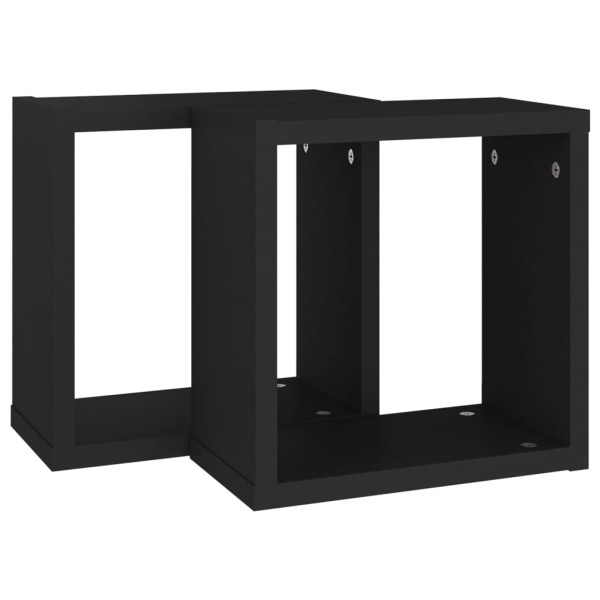 Estante cubo pared 2 uds negro 30x15x30 cm Estante cubo pared 2 uds negro 30x15x30 cm