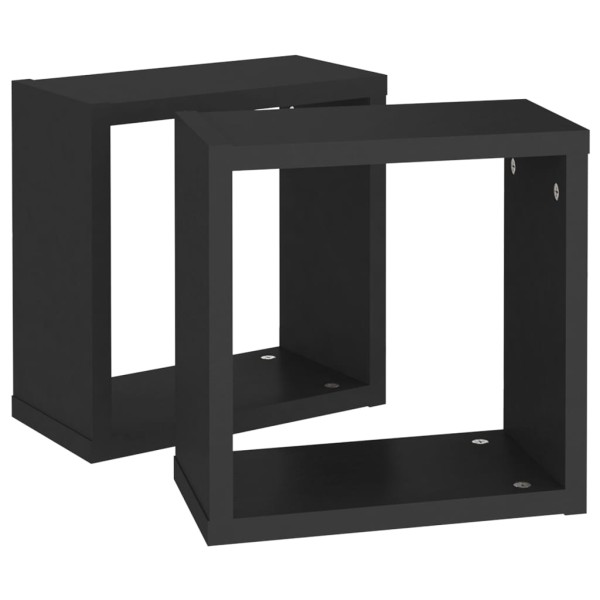 Estante cubo pared 2 uds negro 30x15x30 cm Estante cubo pared 2 uds negro 30x15x30 cm