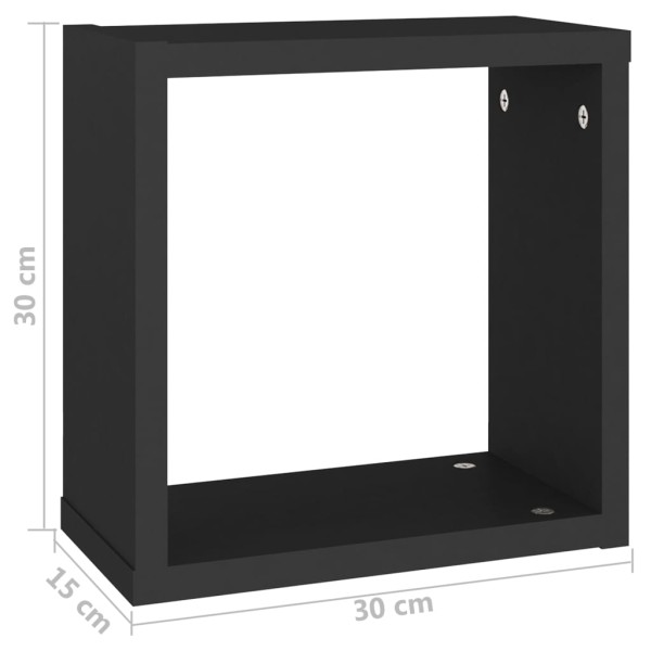 Estante cubo pared 2 uds negro 30x15x30 cm Estante cubo pared 2 uds negro 30x15x30 cm