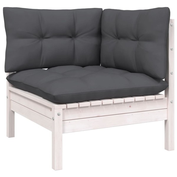 Muebles de jardín 10 pzas y cojines blanco madera maciza de pino Muebles de jardín 10 pzas y cojines blanco madera maciza de pino
