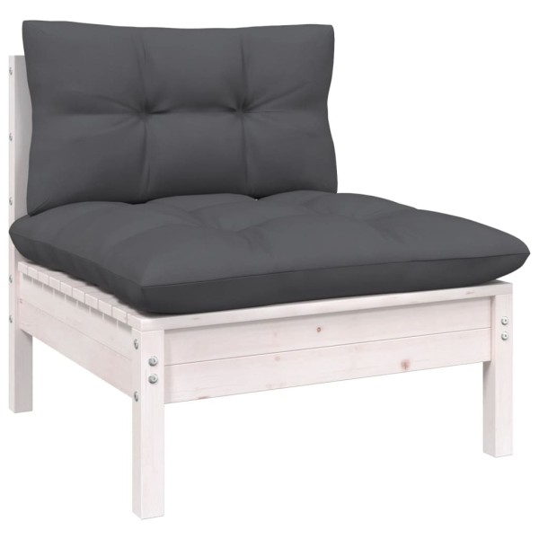 Muebles de jardín 10 pzas y cojines blanco madera maciza de pino Muebles de jardín 10 pzas y cojines blanco madera maciza de pino