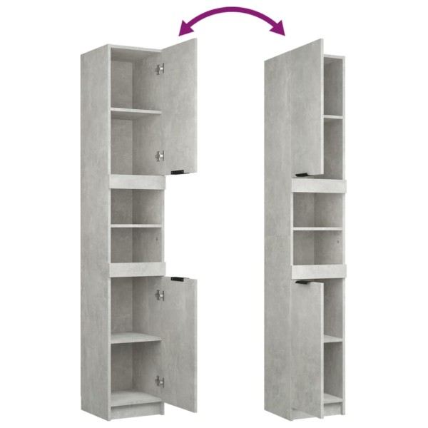 Set muebles de baño 4 piezas madera contrachapada gris hormigón Set muebles de baño 4 piezas madera contrachapada gris hormigón