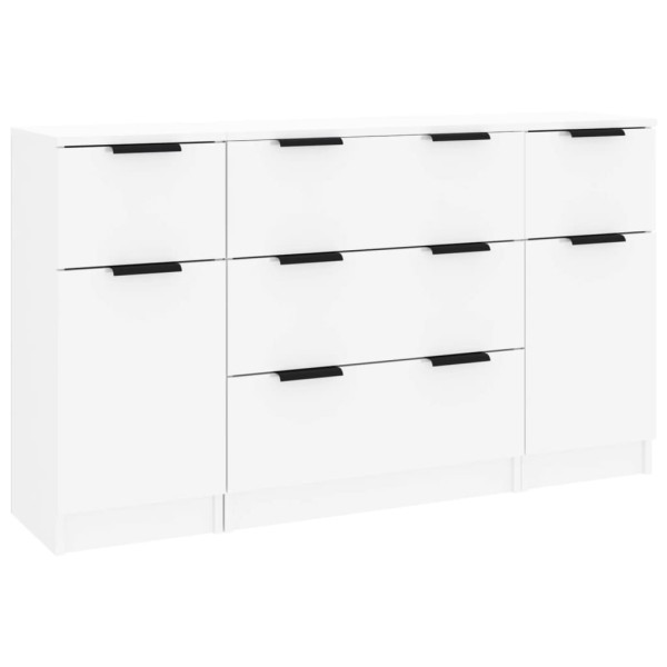 Set de aparador 3 piezas madera contrachapada blanco brillante Set de aparador 3 piezas madera contrachapada blanco brillante