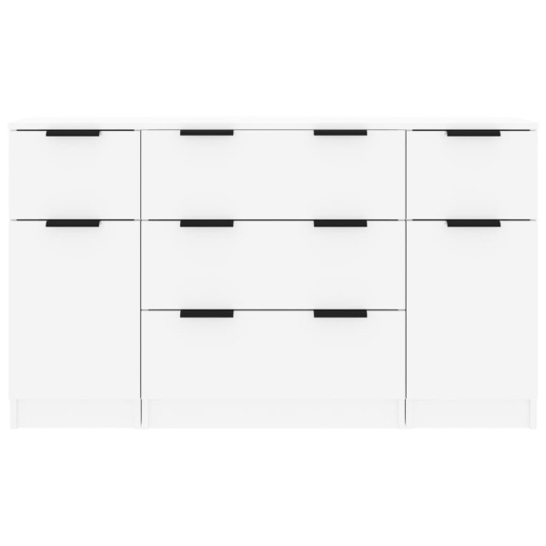 Set de aparador 3 piezas madera contrachapada blanco brillante Set de aparador 3 piezas madera contrachapada blanco brillante