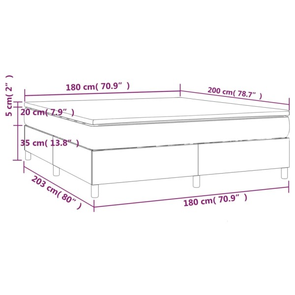 Cama box spring con colchón tela azul 180x200 cm