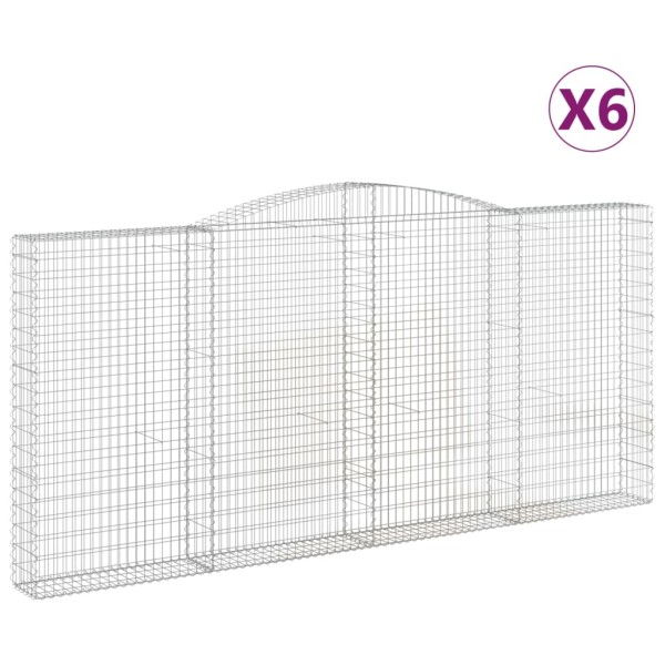 Cestas de gaviones 6 uds forma de arco hierro 400x30x180/200 cm Cestas de gaviones 6 uds forma de arco hierro 400x30x180/200 cm