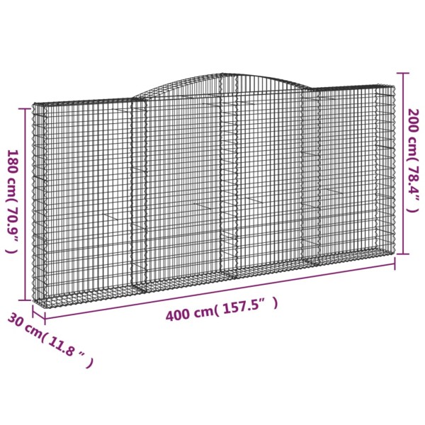 Cestas de gaviones 6 uds forma de arco hierro 400x30x180/200 cm Cestas de gaviones 6 uds forma de arco hierro 400x30x180/200 cm