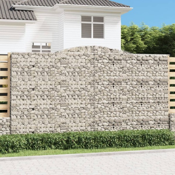 Cestas de gaviones 5 uds forma de arco hierro 400x50x220/240 cm Cestas de gaviones 5 uds forma de arco hierro 400x50x220/240 cm