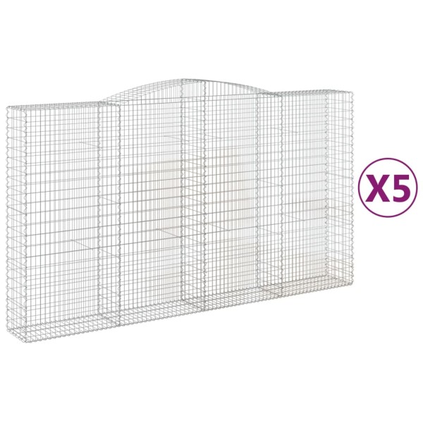 Cestas de gaviones 5 uds forma de arco hierro 400x50x220/240 cm Cestas de gaviones 5 uds forma de arco hierro 400x50x220/240 cm