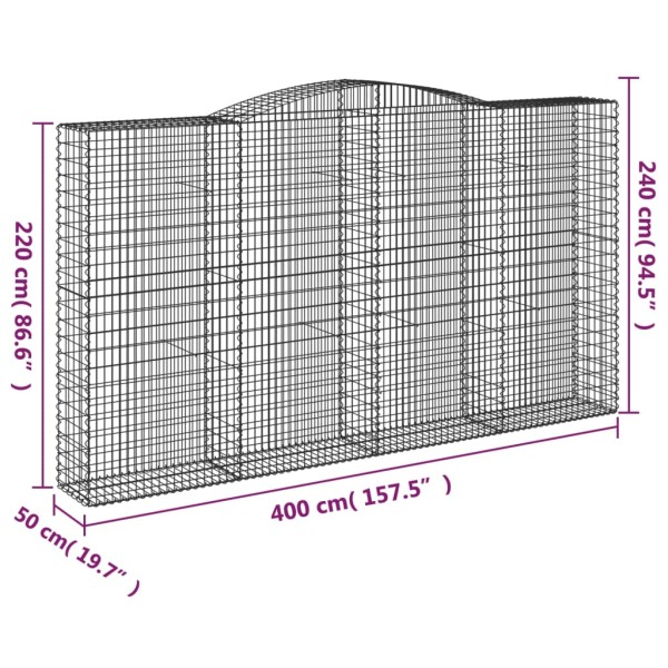 Cestas de gaviones 5 uds forma de arco hierro 400x50x220/240 cm Cestas de gaviones 5 uds forma de arco hierro 400x50x220/240 cm