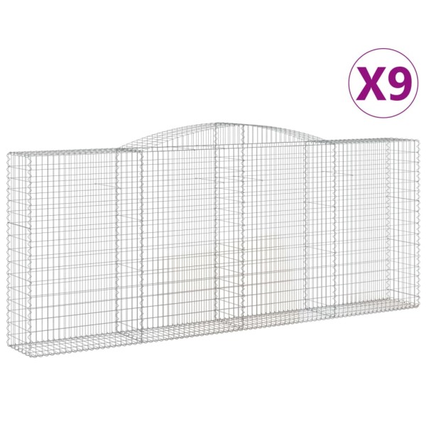 Cestas de gaviones 9 uds forma de arco hierro 400x50x160/180 cm Cestas de gaviones 9 uds forma de arco hierro 400x50x160/180 cm