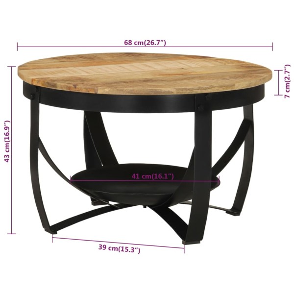 Mesa de centro hierro y madera maciza de mango Ø68x43 cm Mesa de centro hierro y madera maciza de mango Ø68x43 cm