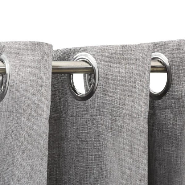 Cortinas opacas con ojales look de lino 2 pzas gris 140x225 cm Cortinas opacas con ojales look de lino 2 pzas gris 140x225 cm