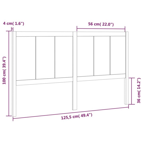 Cabecero de cama madera maciza de pino 125,5x4x100 cm Cabecero de cama madera maciza de pino 125,5x4x100 cm