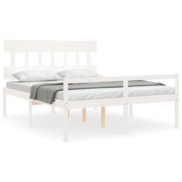 Cama personas mayores cabecero madera maciza blanco 160x200 cm Cama personas mayores cabecero madera maciza blanco 160x200 cm