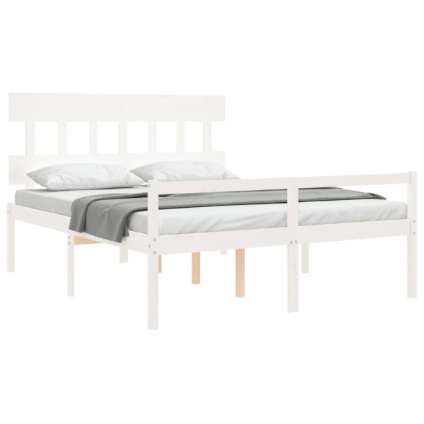 Cama personas mayores cabecero madera maciza blanco 160x200 cm Cama personas mayores cabecero madera maciza blanco 160x200 cm