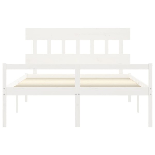 Cama personas mayores cabecero madera maciza blanco 160x200 cm Cama personas mayores cabecero madera maciza blanco 160x200 cm