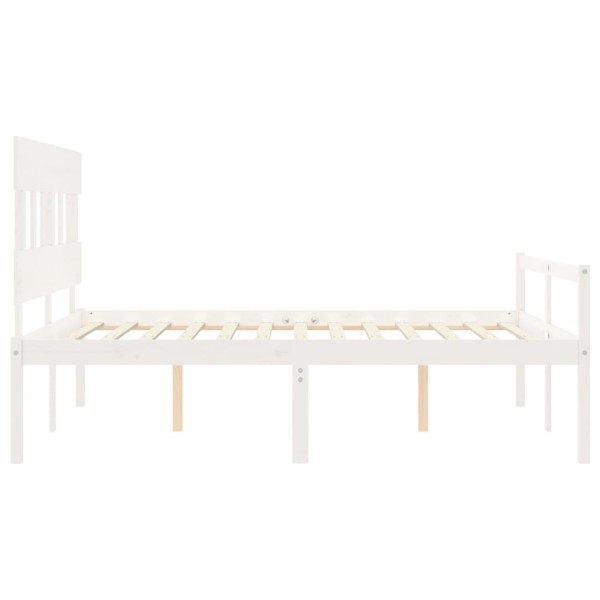 Cama personas mayores cabecero madera maciza blanco 160x200 cm Cama personas mayores cabecero madera maciza blanco 160x200 cm