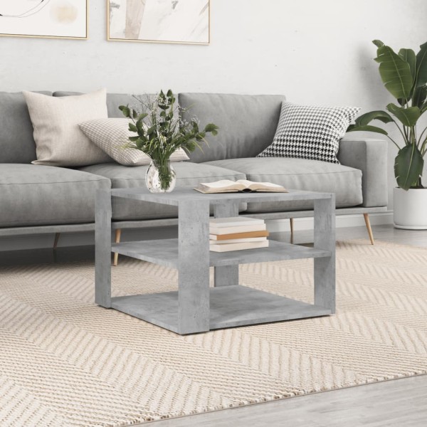 Mesa de centro madera ingeniería gris hormigón 59,5x59,5x40 cm Mesa de centro madera ingeniería gris hormigón 59,5x59,5x40 cm