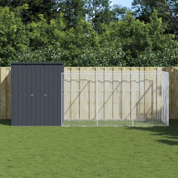 Caseta de perros con corral acero galvanizado 165x455x181 cm Caseta de perros con corral acero galvanizado 165x455x181 cm
