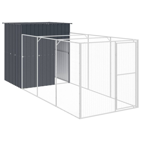 Caseta de perros con corral acero galvanizado 165x455x181 cm Caseta de perros con corral acero galvanizado 165x455x181 cm