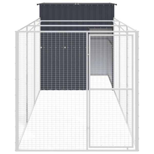 Caseta de perros con corral acero galvanizado 165x455x181 cm Caseta de perros con corral acero galvanizado 165x455x181 cm