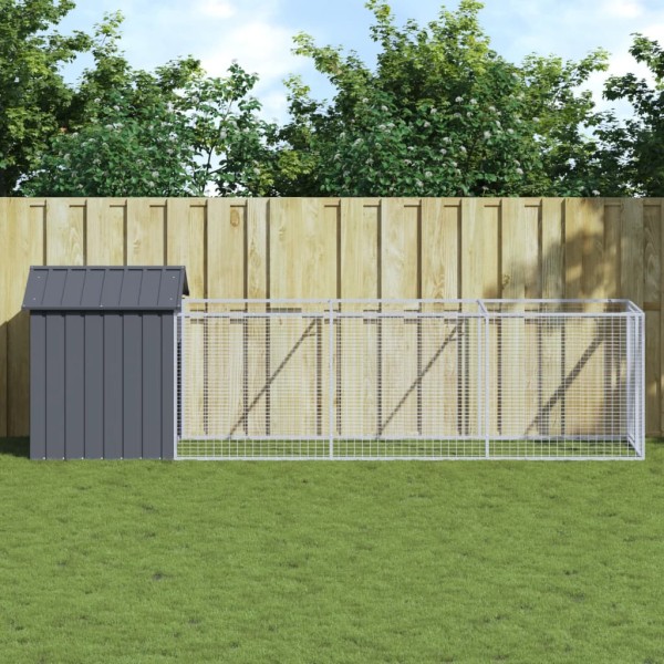 Caseta perros con tejado acero galvanizado gris 117x405x123 cm Caseta perros con tejado acero galvanizado gris 117x405x123 cm